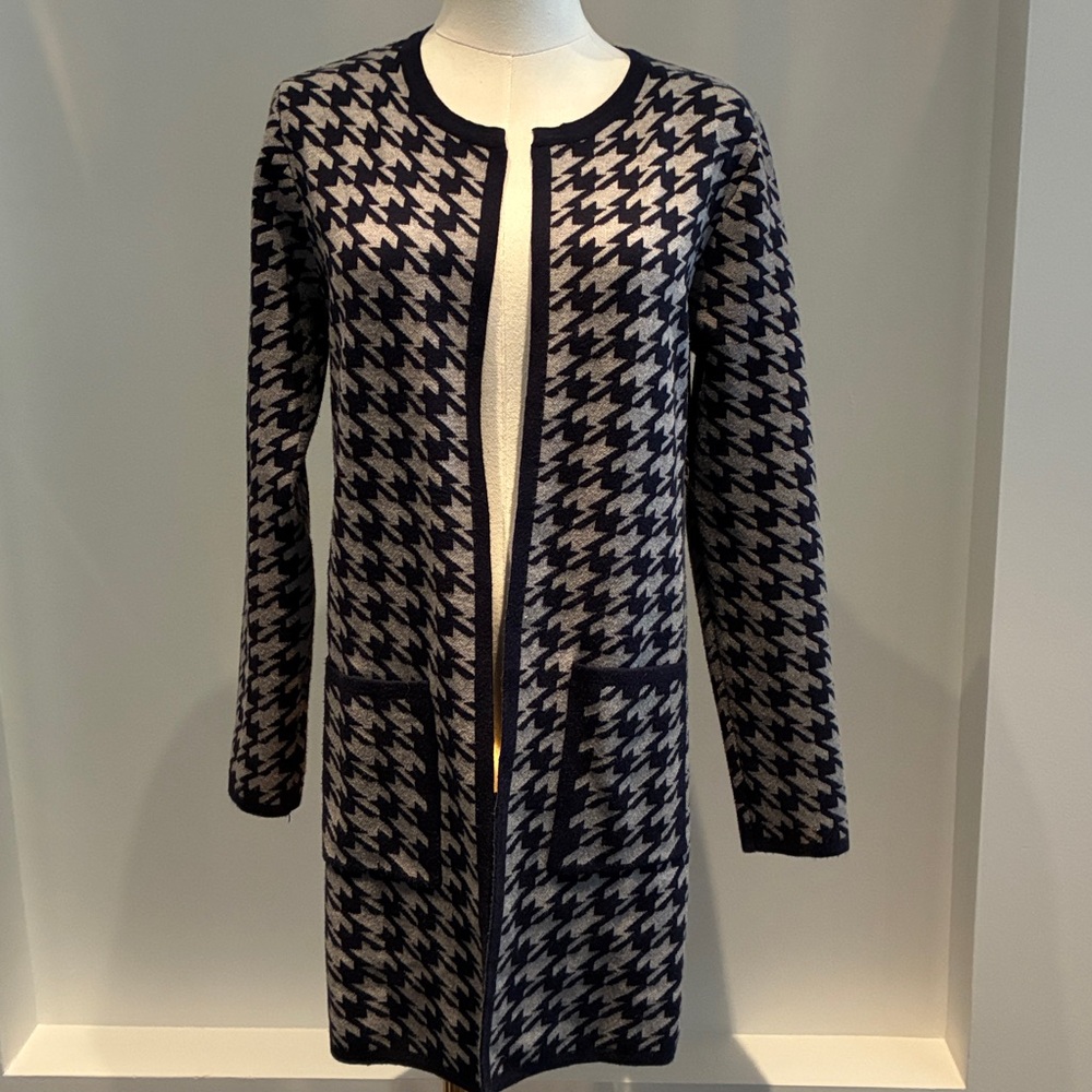 Houndstooth Long Cardigan